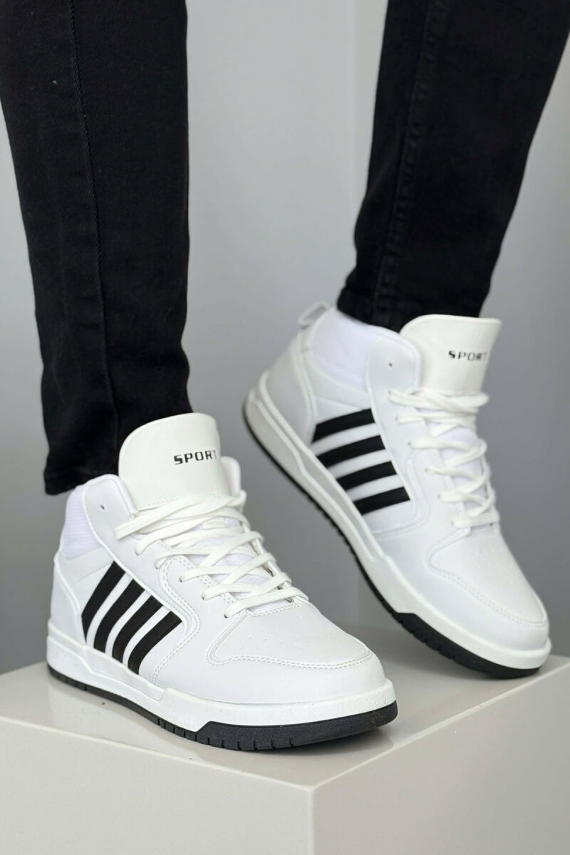 HIGH TOP FOUR STRIPES MEN SNEAKERS WHITE-BLACK/BAZE - 7