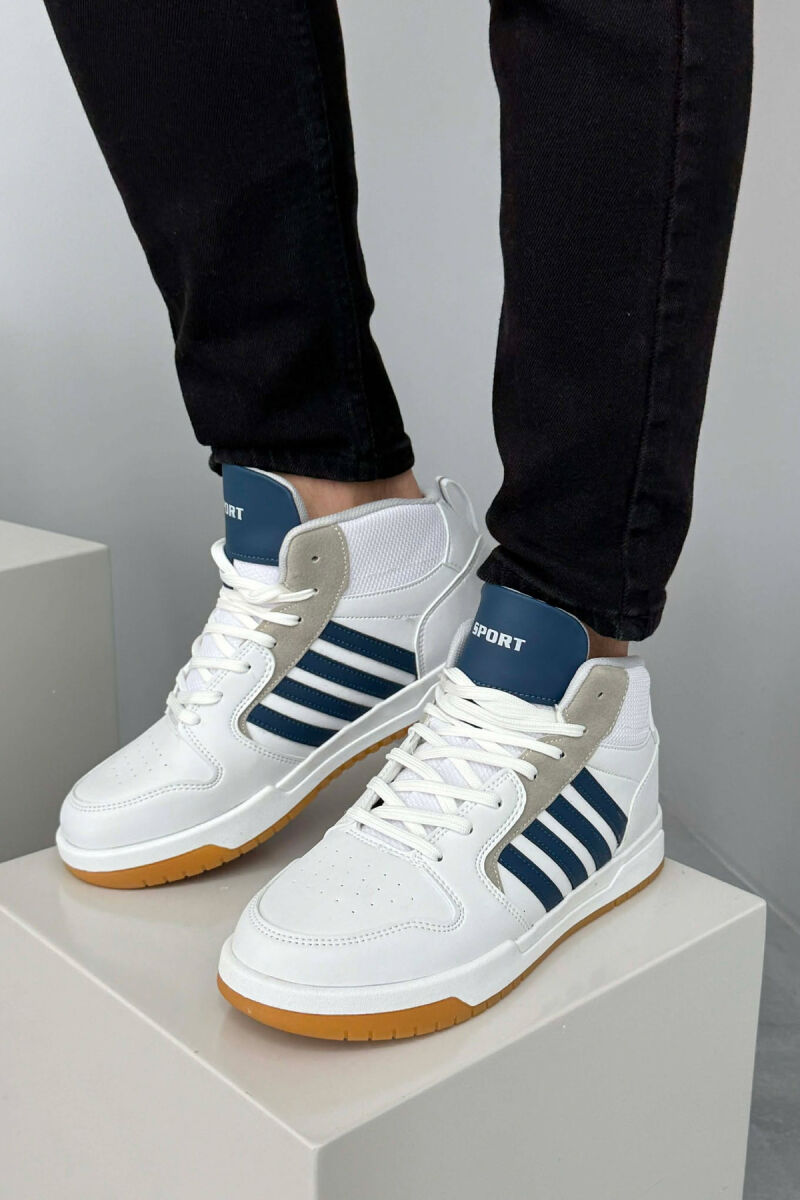 HIGH TOP FOUR STRIPES MEN SNEAKERS WHITE-BLUE/BABL - 1