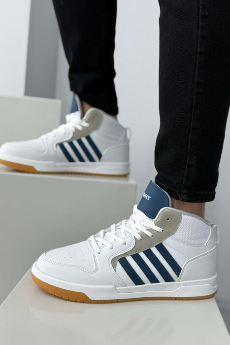 HIGH TOP FOUR STRIPES MEN SNEAKERS WHITE-BLUE/BABL - 2
