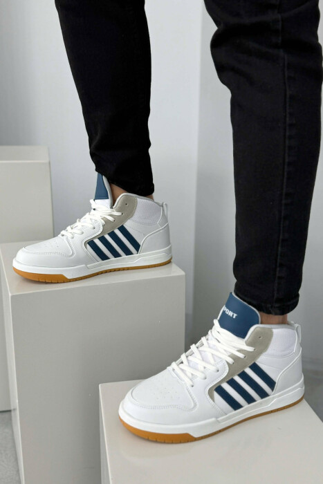 HIGH TOP FOUR STRIPES MEN SNEAKERS WHITE-BLUE/BABL - 3