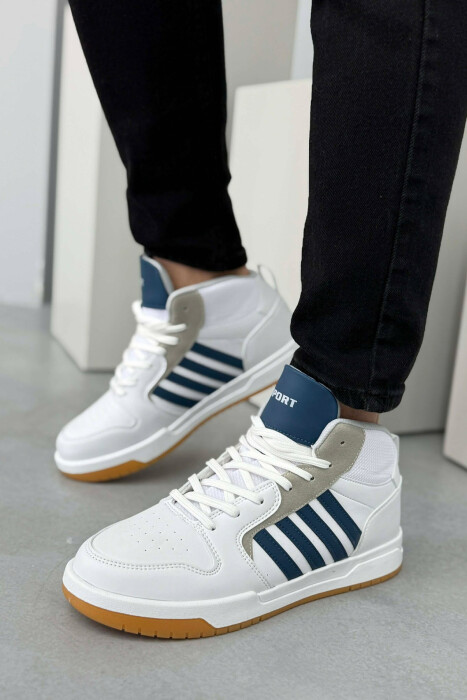 HIGH TOP FOUR STRIPES MEN SNEAKERS WHITE-BLUE/BABL - 4