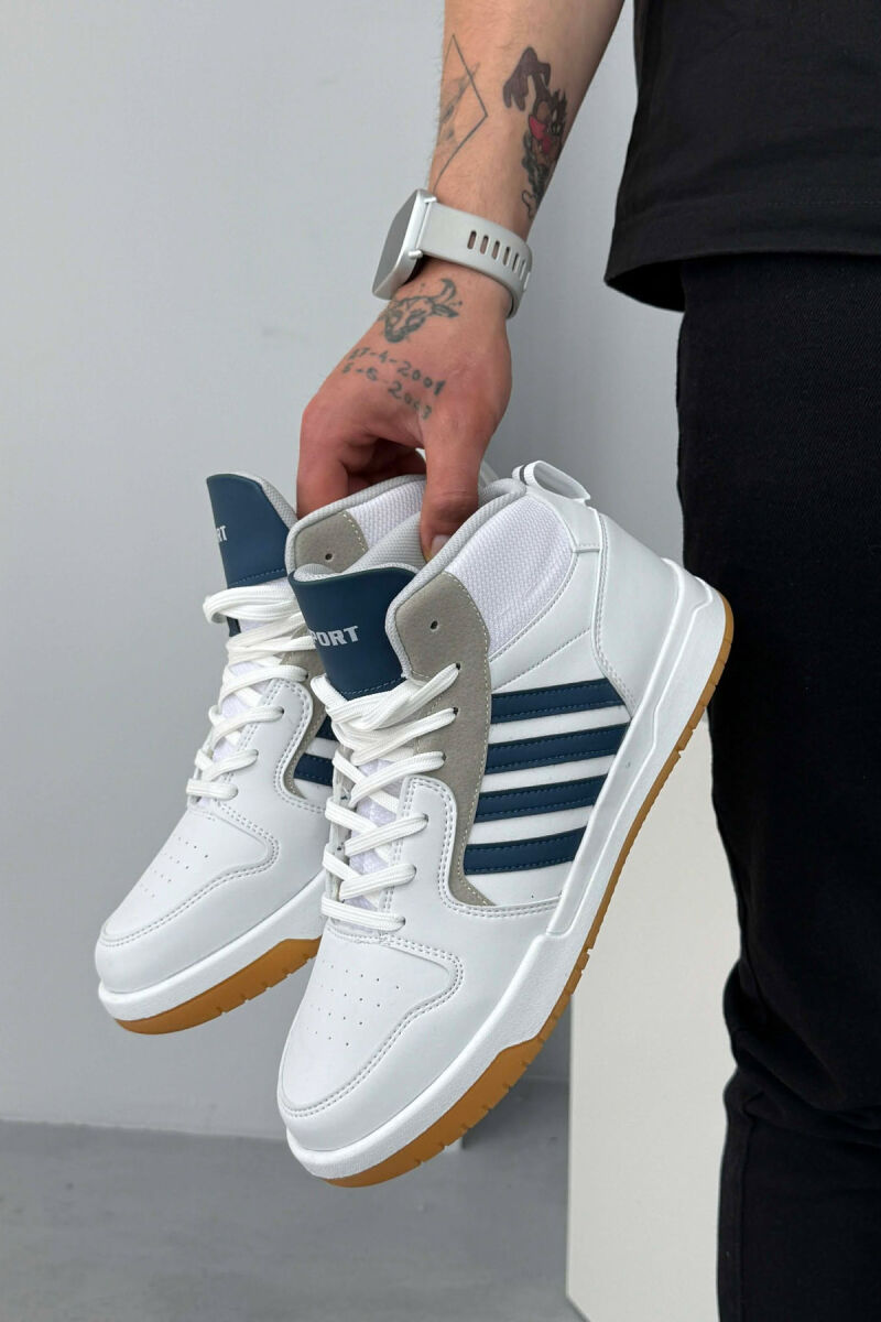 HIGH TOP FOUR STRIPES MEN SNEAKERS WHITE-BLUE/BABL - 5