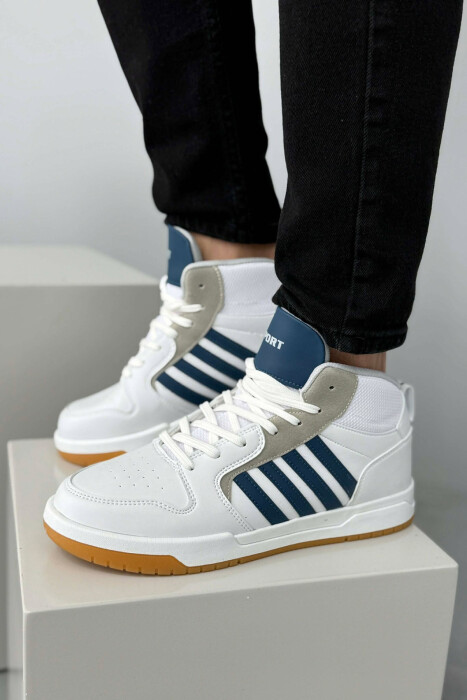 HIGH TOP FOUR STRIPES MEN SNEAKERS WHITE-BLUE/BABL - 6