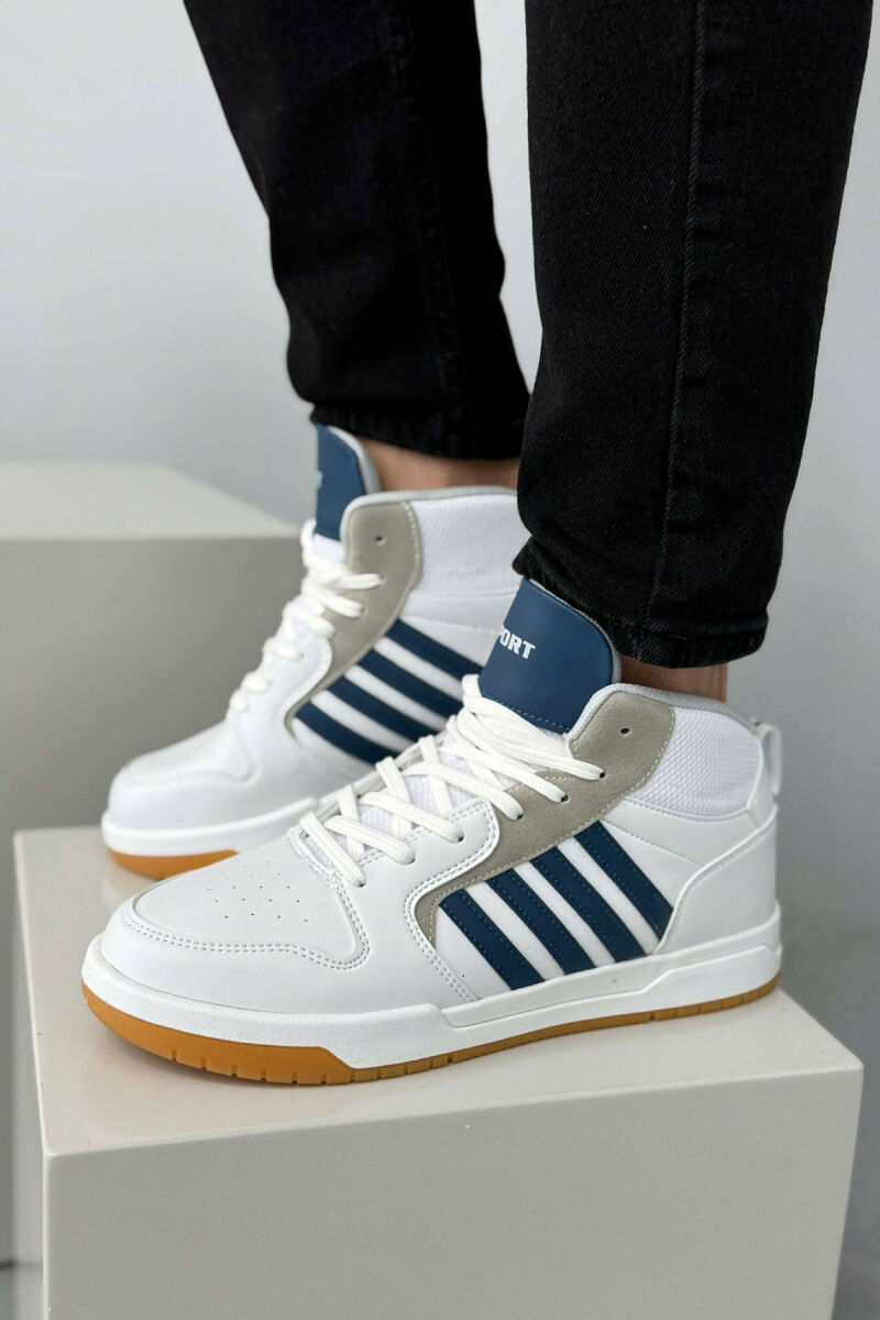 HIGH TOP FOUR STRIPES MEN SNEAKERS WHITE-BLUE/BABL - 6