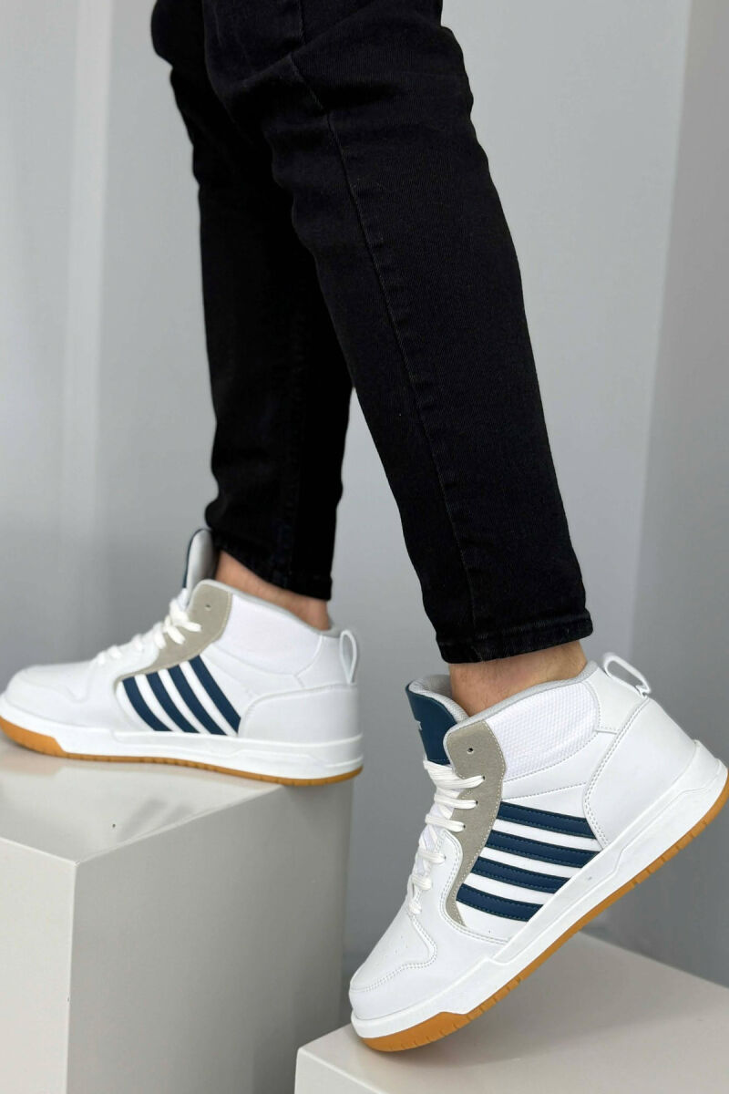 HIGH TOP FOUR STRIPES MEN SNEAKERS WHITE-BLUE/BABL - 7