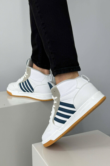 HIGH TOP FOUR STRIPES MEN SNEAKERS WHITE-BLUE/BABL - 8