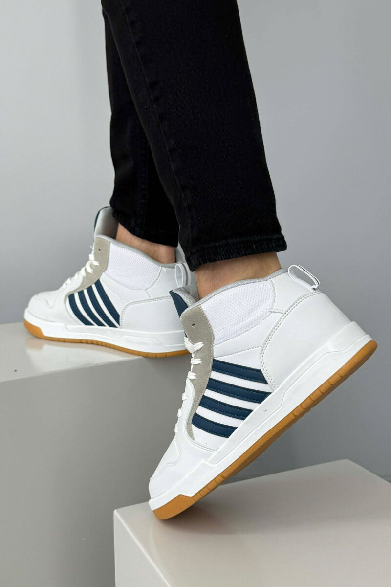 HIGH TOP FOUR STRIPES MEN SNEAKERS WHITE-BLUE/BABL - 8