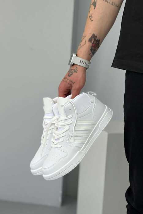HIGH TOP FOUR STRIPES MEN SNEAKERS WHITE-E BARDHE - 4