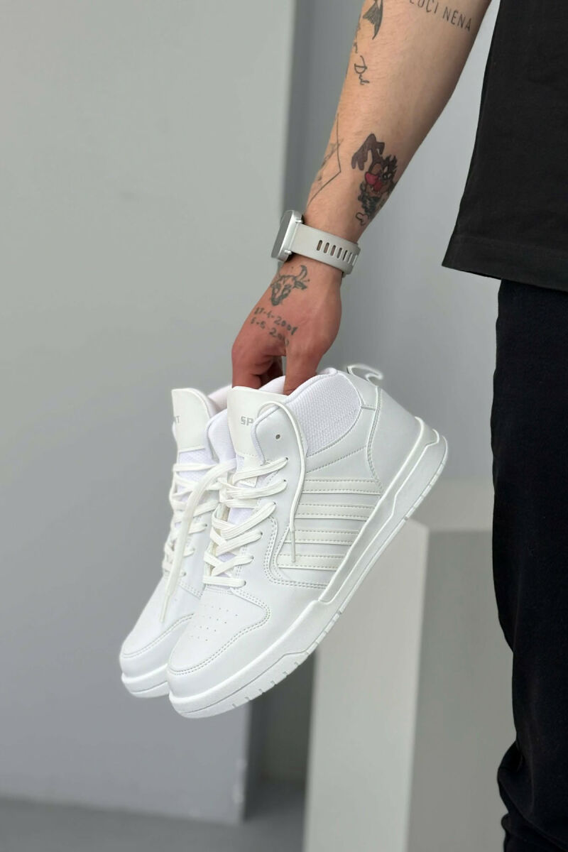 HIGH TOP FOUR STRIPES MEN SNEAKERS WHITE-E BARDHE - 4