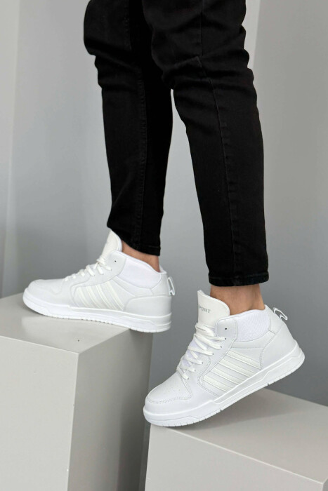 HIGH TOP FOUR STRIPES MEN SNEAKERS WHITE-E BARDHE - 6