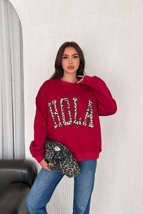 HOLA LEO WRITTING WOMEN SWEATSHIRT BURGUNDY/VISHNJE 