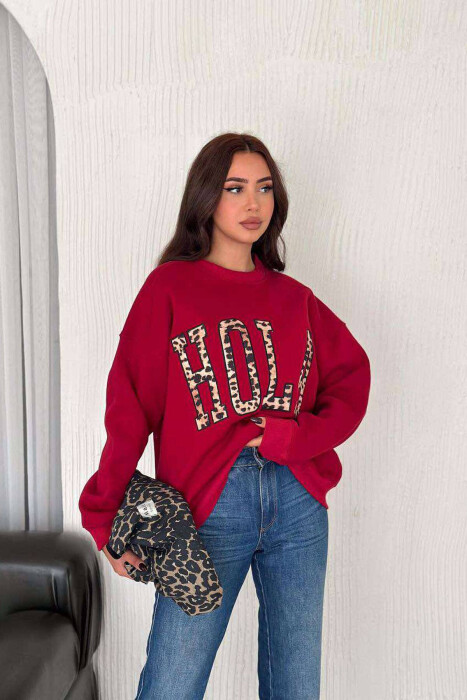 HOLA LEO WRITTING WOMEN SWEATSHIRT BURGUNDY/VISHNJE - 6