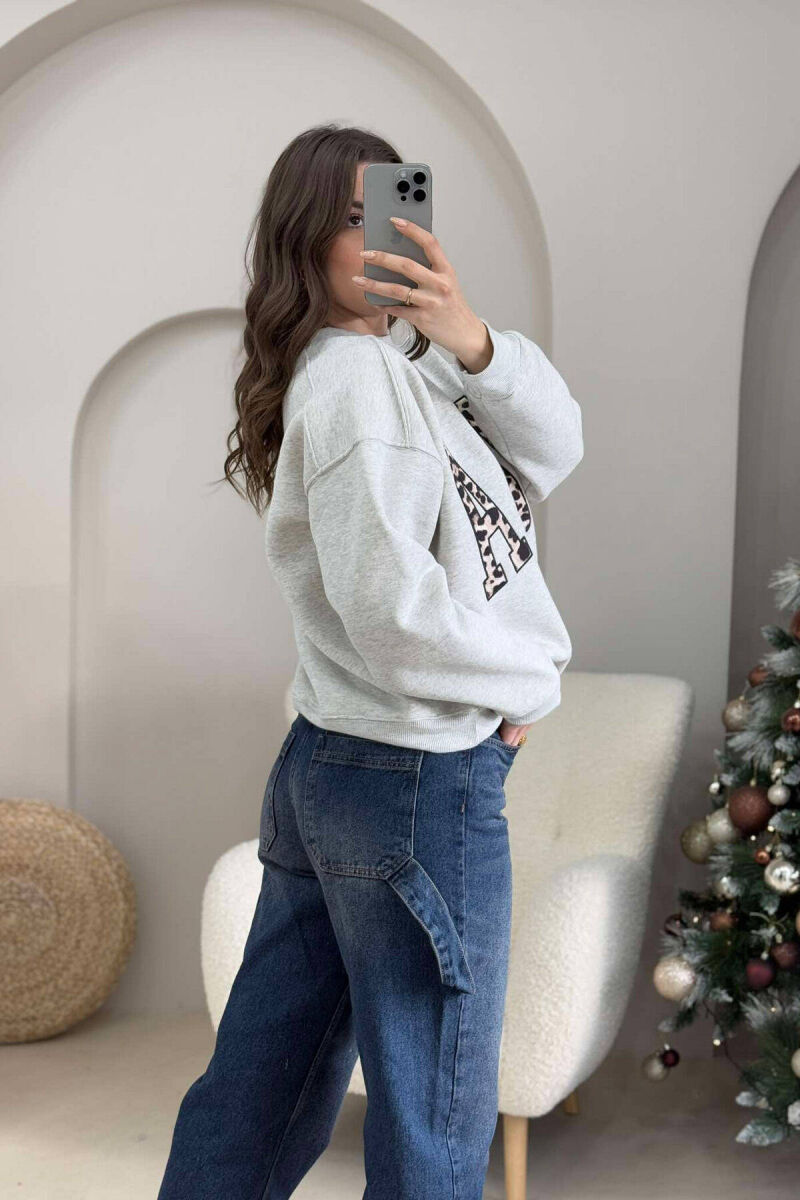 HOLA LEO WRITTING WOMEN SWEATSHIRT LIGHT GREY/GZ - 5