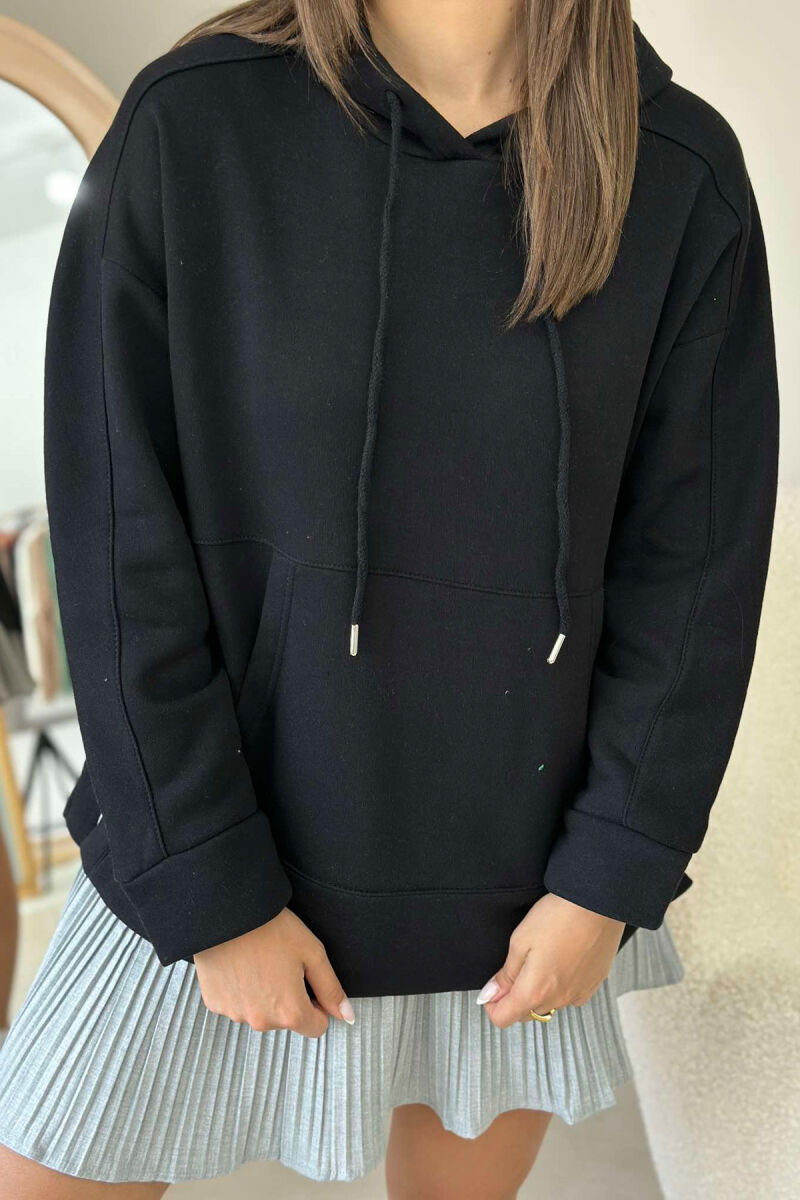 HOOD BUTTONS POCKET WOMAN HOODIE BLACK/ E ZEZE - 4