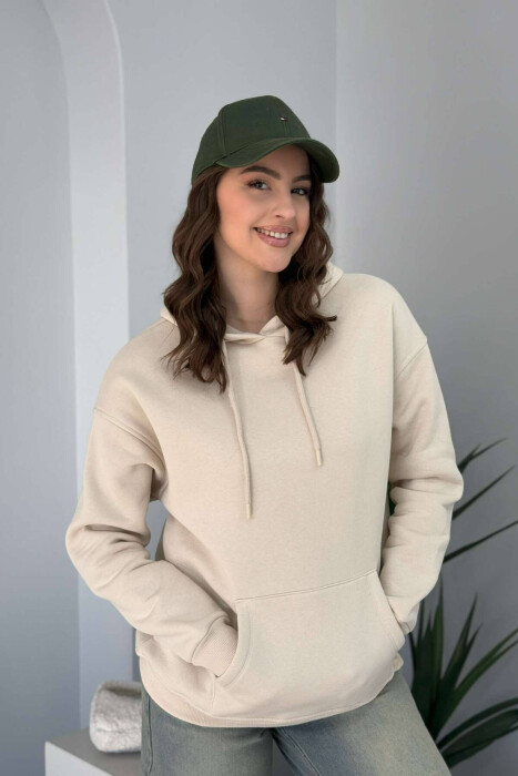 HOOD COTTON FLUFFY WOMAN HOODIE BEIGE/BEZHE 