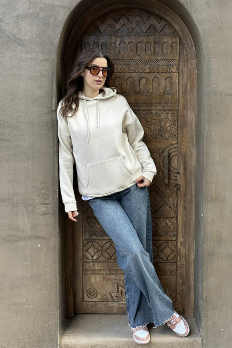HOOD COTTON FLUFFY WOMAN HOODIE BEIGE/BEZHE - 5