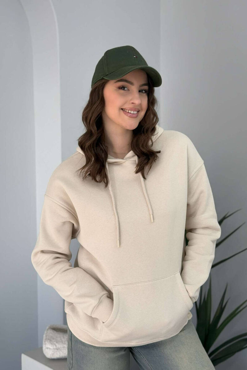 HOOD COTTON FLUFFY WOMAN HOODIE BEIGE/BEZHE - 1