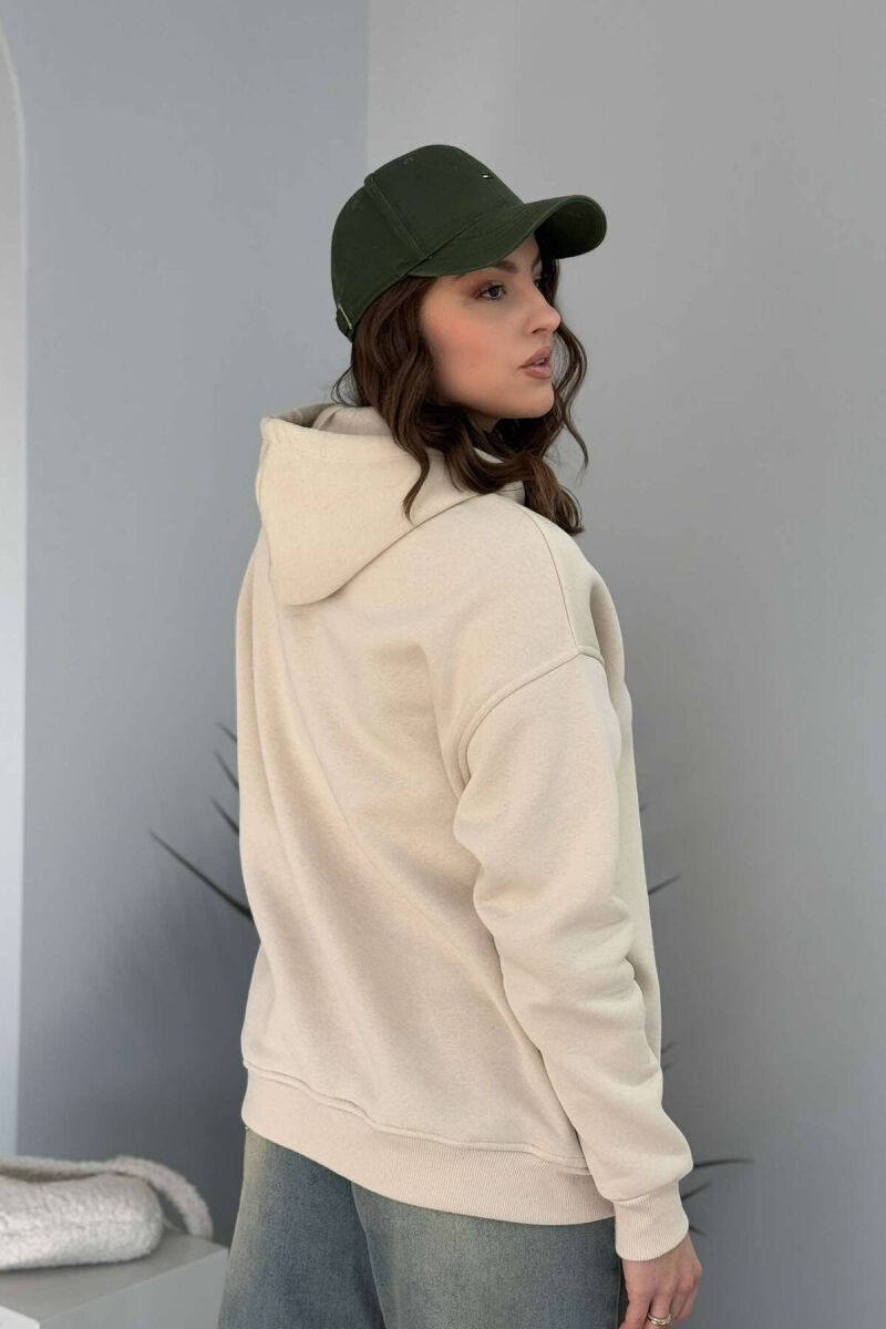 HOOD COTTON FLUFFY WOMAN HOODIE BEIGE/BEZHE - 3