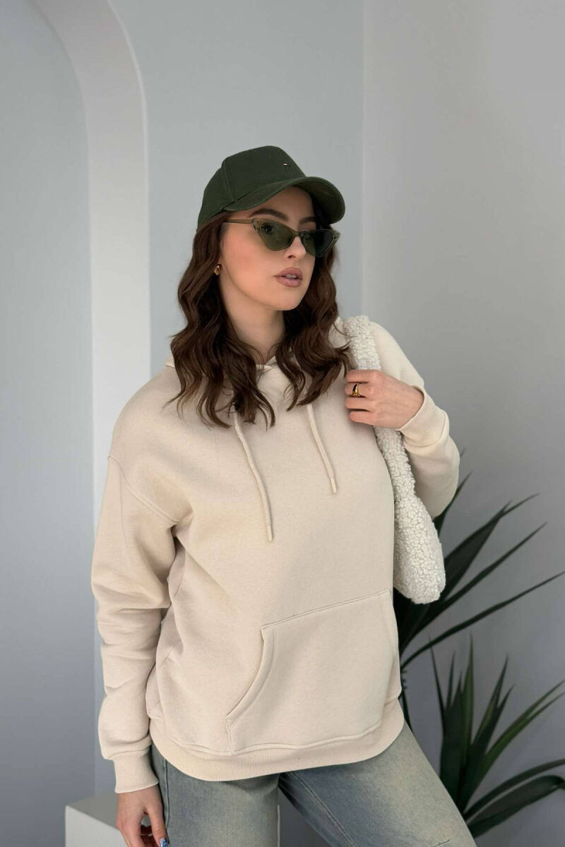 HOOD COTTON FLUFFY WOMAN HOODIE BEIGE/BEZHE - 6