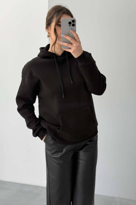 HOOD COTTON FLUFFY WOMAN HOODIE BLACK/ E ZEZE - 4