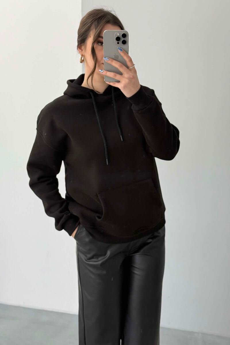 HOOD COTTON FLUFFY WOMAN HOODIE BLACK/ E ZEZE - 4