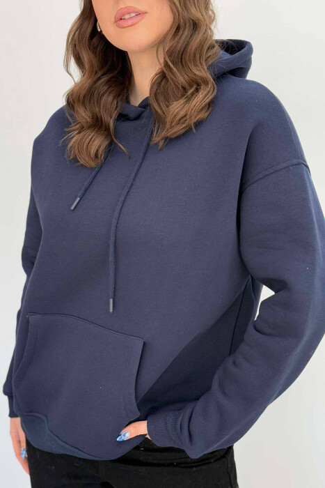 HOOD COTTON FLUFFY WOMAN HOODIE BLUE/BLU - 3