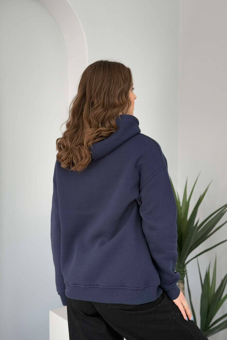 HOOD COTTON FLUFFY WOMAN HOODIE BLUE/BLU - 4