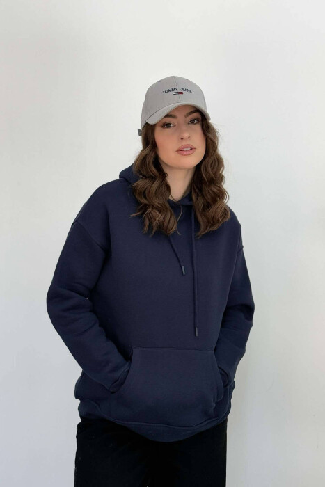 HOOD COTTON FLUFFY WOMAN HOODIE BLUE/BLU - 5