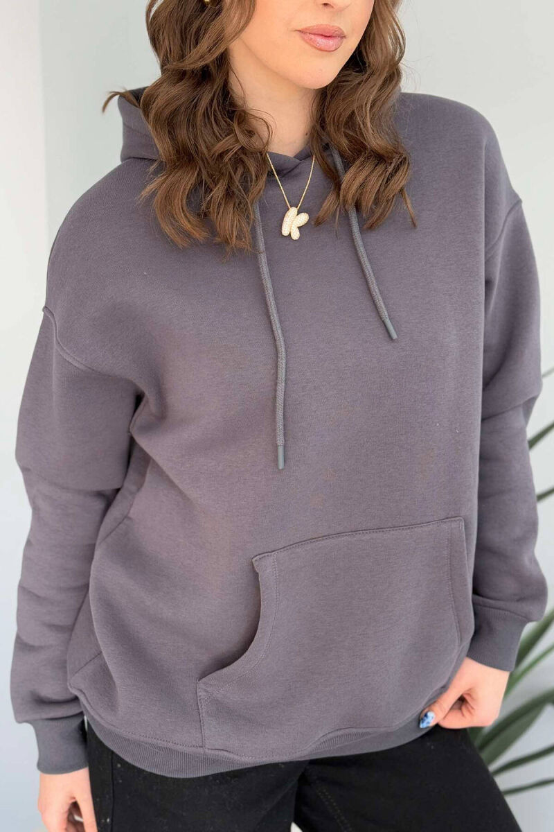 HOOD COTTON FLUFFY WOMAN HOODIE DARK GREY/GEE - 4