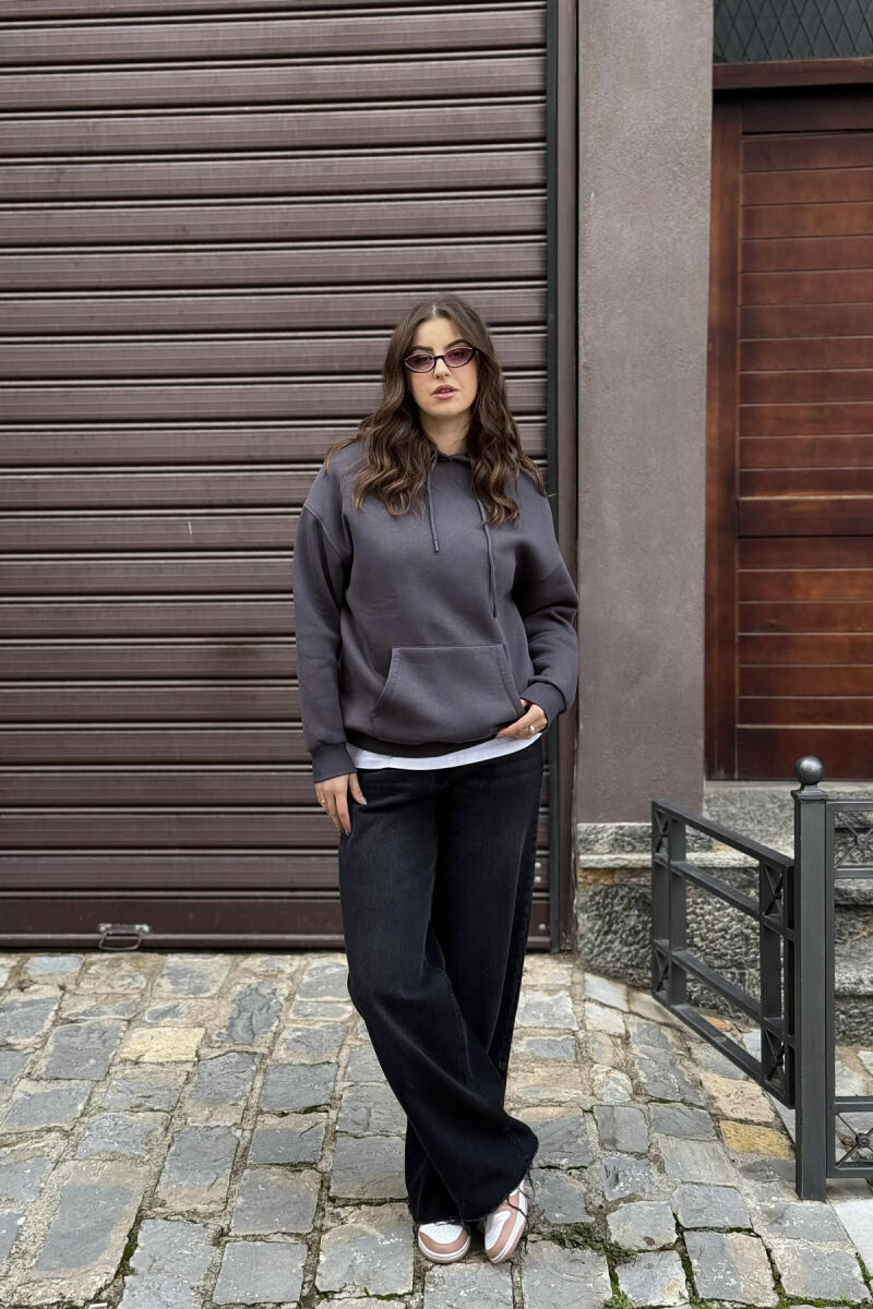 HOOD COTTON FLUFFY WOMAN HOODIE GREY/GRI - 1