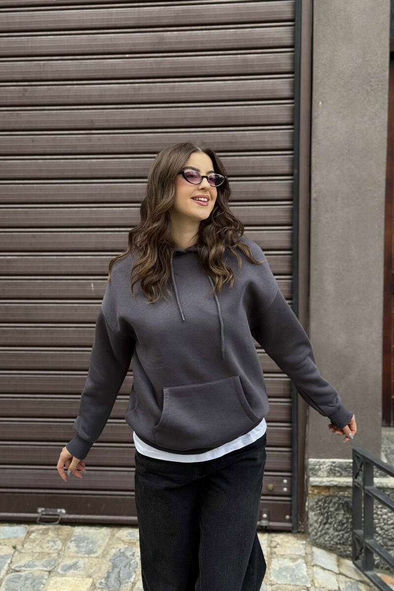 HOOD COTTON FLUFFY WOMAN HOODIE GREY/GRI - 2