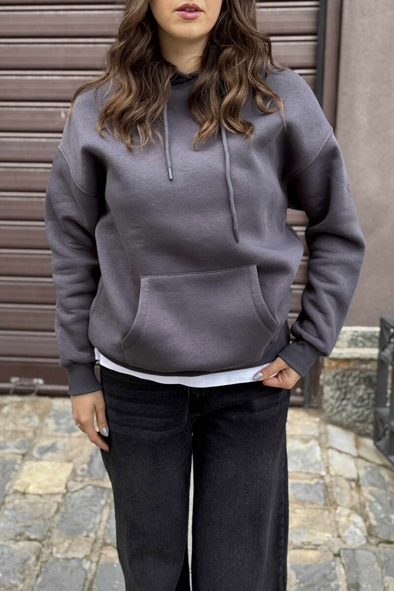 HOOD COTTON FLUFFY WOMAN HOODIE GREY/GRI - 5