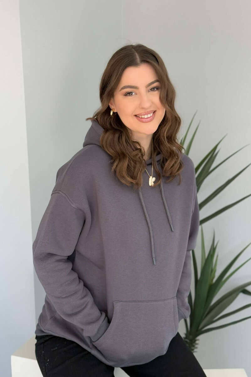 HOOD COTTON FLUFFY WOMAN HOODIE GREY/GRI - 1