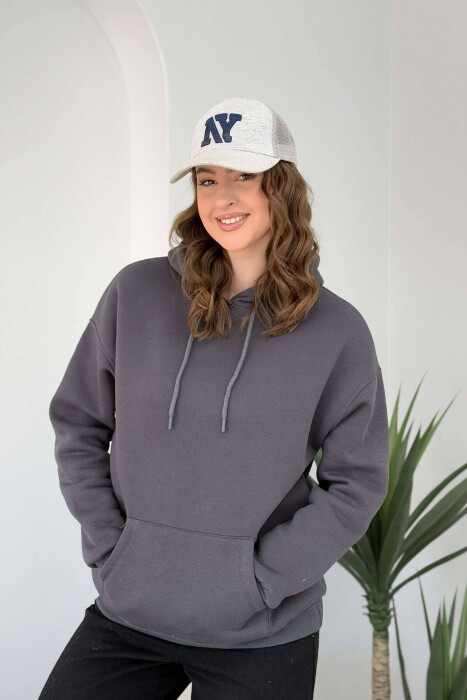 HOOD COTTON FLUFFY WOMAN HOODIE GREY/GRI - 2