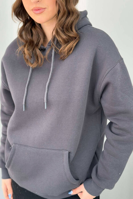 HOOD COTTON FLUFFY WOMAN HOODIE GREY/GRI - 4