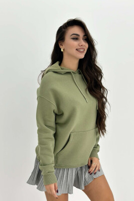 HOOD COTTON FLUFFY WOMAN HOODIE OLIVE/ULLI 