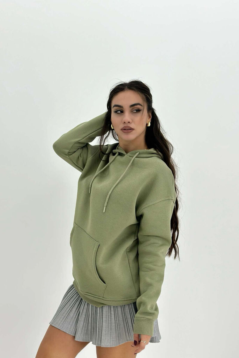 HOOD COTTON FLUFFY WOMAN HOODIE OLIVE/ULLI - 2