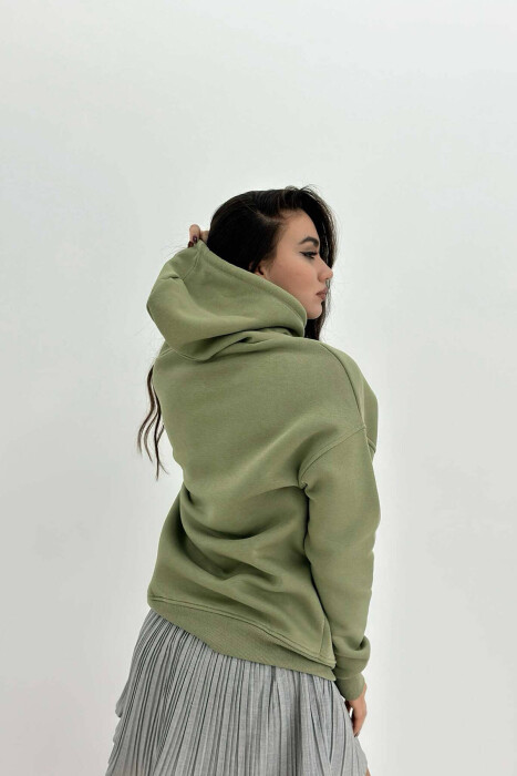 HOOD COTTON FLUFFY WOMAN HOODIE OLIVE/ULLI - 3