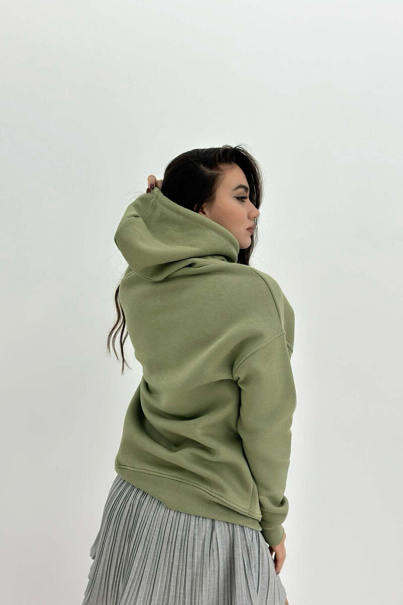 HOOD COTTON FLUFFY WOMAN HOODIE OLIVE/ULLI - 3