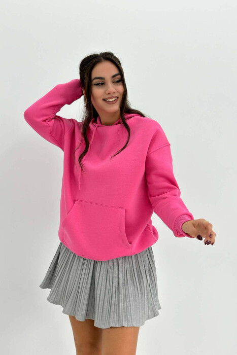 HOOD COTTON FLUFFY WOMAN HOODIE PINK/ROZE - 4