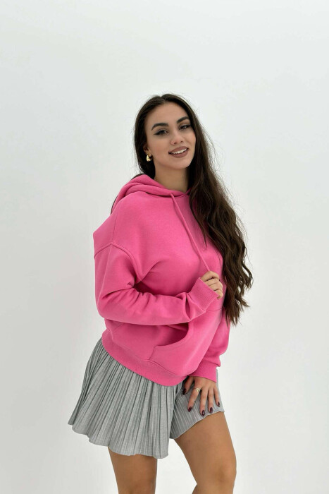 HOOD COTTON FLUFFY WOMAN HOODIE PINK/ROZE - 5