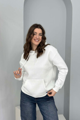 HOOD COTTON FLUFFY WOMAN HOODIE WHITE-E BARDHE 