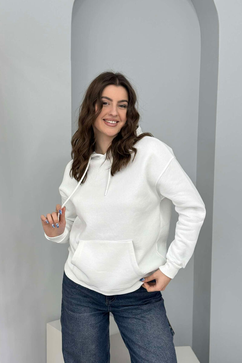 HOOD COTTON FLUFFY WOMAN HOODIE WHITE-E BARDHE - 1