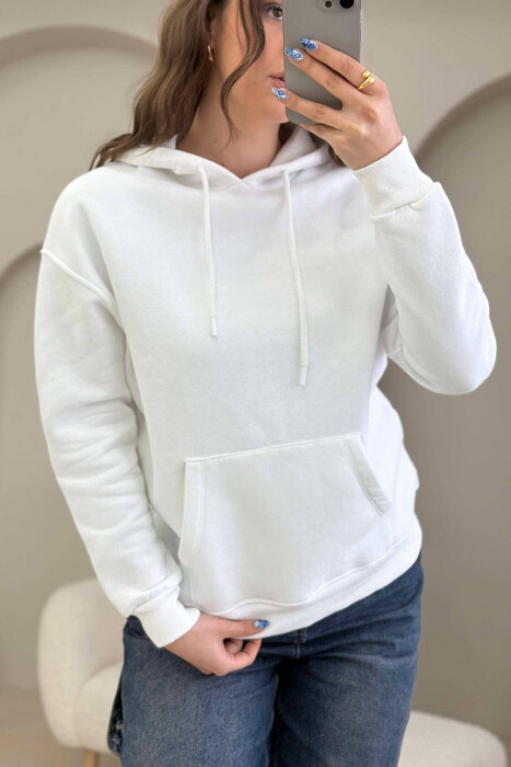 HOOD COTTON FLUFFY WOMAN HOODIE WHITE-E BARDHE - 3