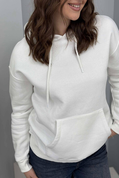 HOOD COTTON FLUFFY WOMAN HOODIE WHITE-E BARDHE - 9