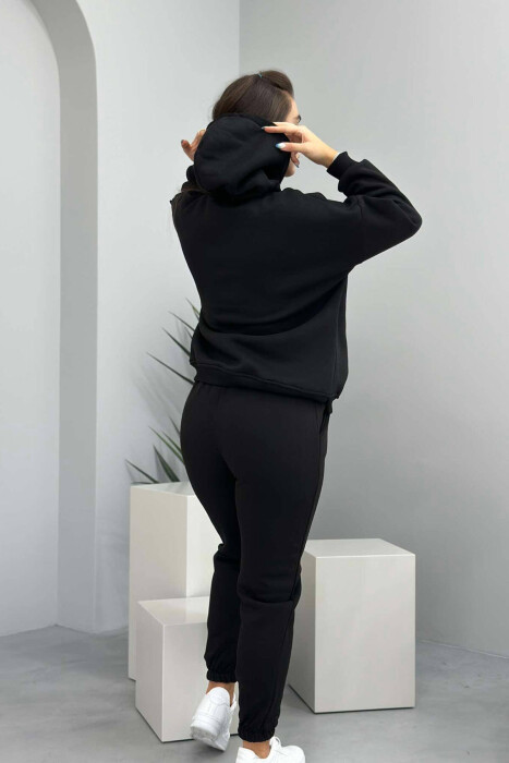 HOOD COTTON FLUFFY WOMAN SET BLACK/ E ZEZE - 4