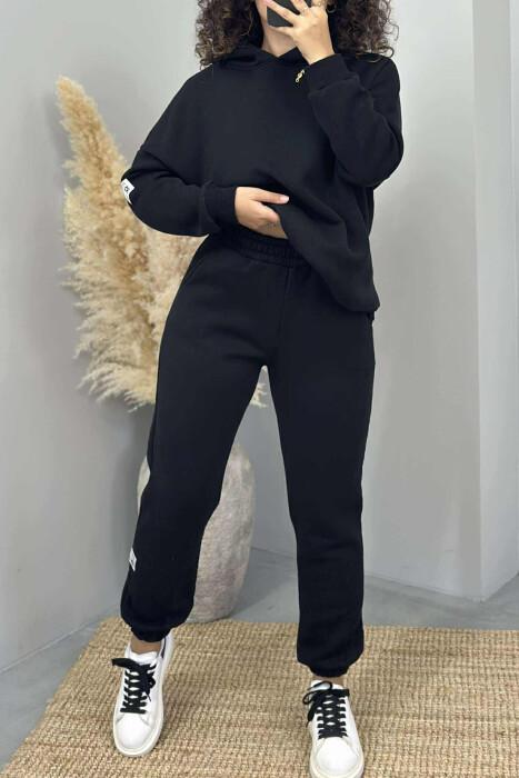 HOOD COTTON FLUFFY WOMAN SET BLACK/ E ZEZE - 2