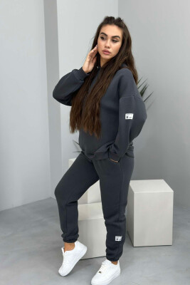 HOOD COTTON FLUFFY WOMAN SET DARK GREY/GEE 