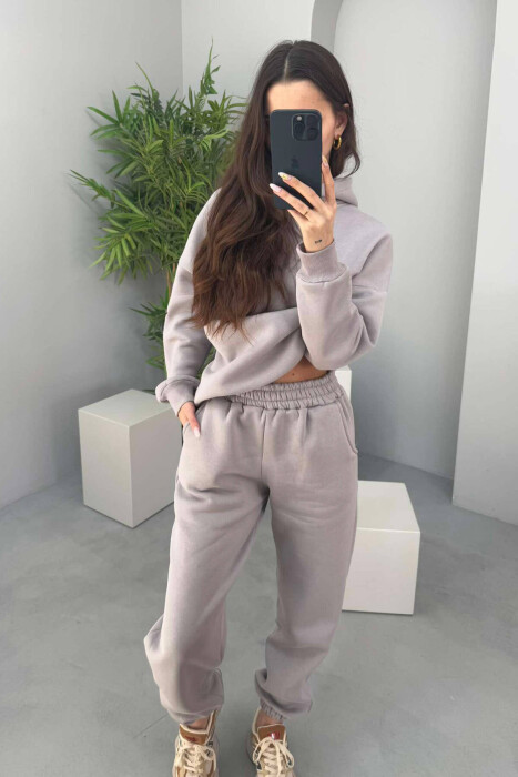 HOOD COTTON FLUFFY WOMAN SET GREY/GRI - 3