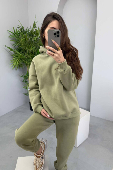 HOOD COTTON FLUFFY WOMAN SET OLIVE/ULLI 